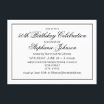 Convites Elegante preto clássico e branco 50º aniversário<br><div class="desc">Este design de aniversário apresenta um fundo branco clássico com tipografia personalizada preta.</div>