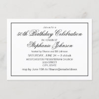 Elegante preto clássico e branco 50º aniversário