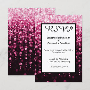 CONVITES ELEGANTE PRETO DIAMANTE ROSA WATERFALL RSVP