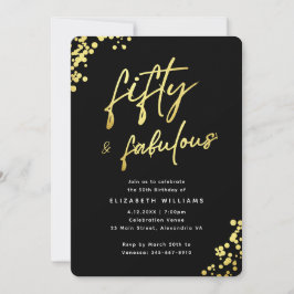 Convites Elegante Preto Dourado Cinquenta e Fantástico Aniv