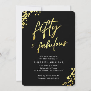 Convites Elegante Preto Dourado Cinquenta e Fantástico Aniv
