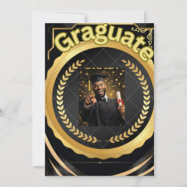 Convites elegante preto dourado, modelo de foto de formatur
