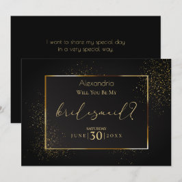 Convites Elegante Preto e Dourada Brilhante Seja Minha Colu