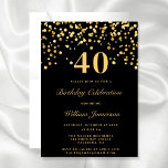 Convites Elegante Preto E Dourado 4aniversário de 40 anos<br><div class="desc">Convite para 44 aniversário de 40 anos,  preto e Dourado</div>