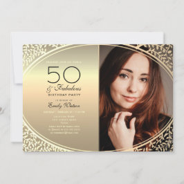 Convites Elegante Preto e Dourado 50º Aniversário
