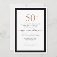 Elegante Preto e Dourado 50º Aniversário de Casame