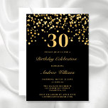 Convites Elegante Preto E Dourado aniversário de 30 anos<br><div class="desc">Convite A Preto E Dourado aniversário de 30 anos</div>