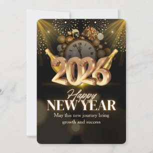 Convites Elegante Preto e Dourado Celebração de Ano Novo 20