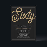 Convites Elegante preto e Dourado Script 60º aniversário<br><div class="desc">Elegante Black e Dourado Script 60th Birthday Invitation Seus convidados saberão que esta será uma festa especial apenas olhando para este convite!</div>
