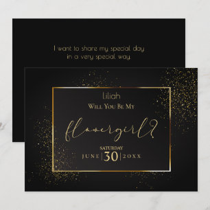 Convites Elegante Preto e Dourado  Você Será Minha Dama de 