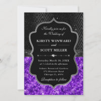 Elegante Preto Prata Roxo Lantejoulas Brilho Casam