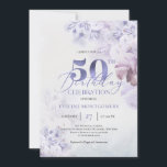 Convites Elegante, primavera cor-de-rosa púrpura, cor-de-ro<br><div class="desc">Elegante boho púrpura, cor-de-rosa azul, cor-de-rosa, primavera, 50.º convite para o aniversário, Este excepcional design floral boêmico com cor-de-água pintada manualmente, roxo empoeirado, azul empoeirado, rosa empoeirado, lilás, castanho e flores beges e uma combinação de fontes modernas de caligrafia. Т sua irresistível e colorida sinfonia é elegantemente colocada no fundo...</div>