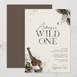 Convites Elegante primeiro aniversario Safari Selvagem Únic