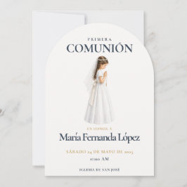 Convites Elegante Primera Comunión Menina Rezando