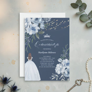 Convites Elegante Princesa Azul Quinceañera