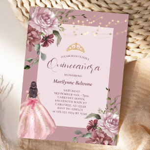 Convites Elegante Princesa Floral Quinceañera