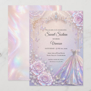 Convites Elegante Princesa Iridescente Doce 16