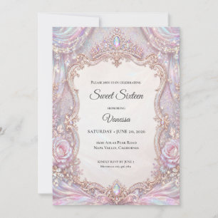 Convites Elegante Princesa Iridescente Doce 16