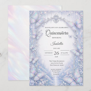 Convites Elegante Princesa Iridescente Quinceañera