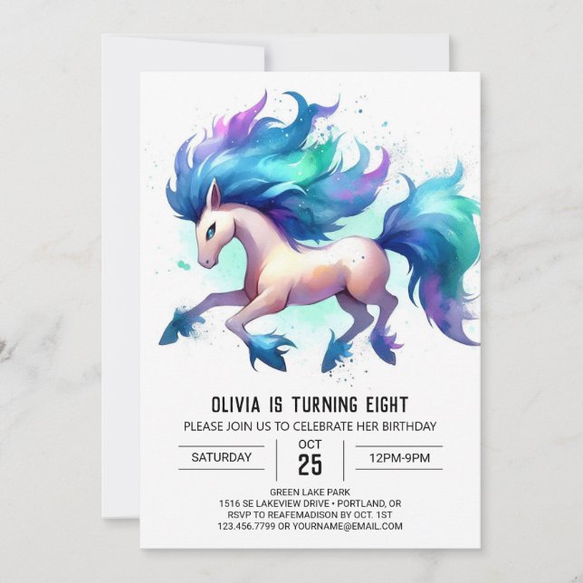 Convites Elegante Printable Horse Birthday (Frente)