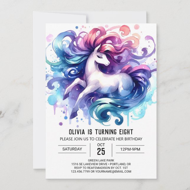 Convites Elegante Printable Horse Birthday (Frente)