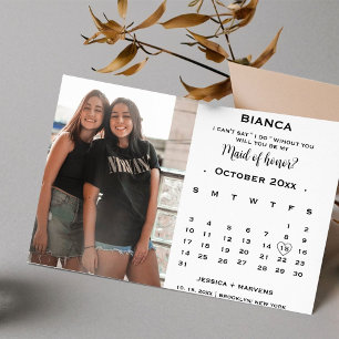 Convites Elegante proposta de calendário para madrinha de h