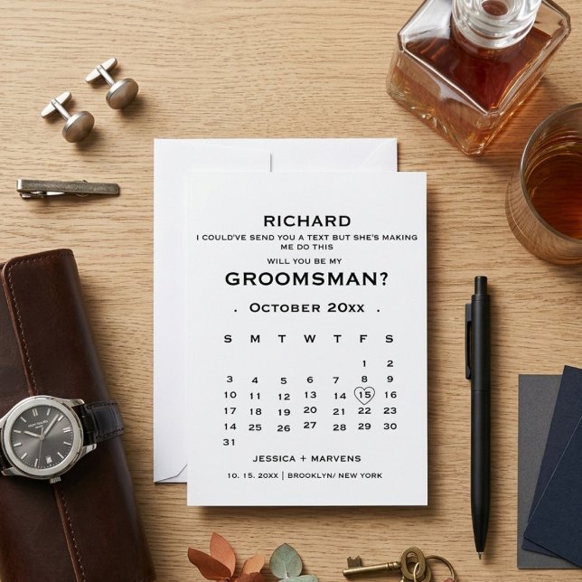Convites Elegante proposta de padrinho com calendário   (Criador carregado)