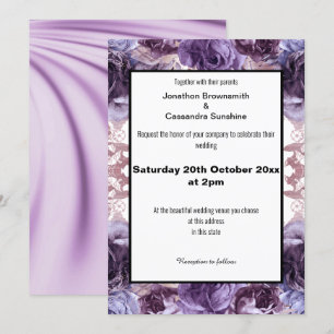 CONVITES ELEGANTE PURPLE LILAC SATIN FLORAL WEDDING