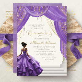 Convites Elegante Purple Royal Fairytale Quinceanera