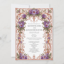 Convites Elegante Purple Vintage Floral Weding Program