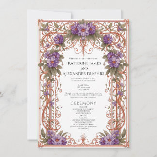 Convites Elegante Purple Vintage Floral Weding Program