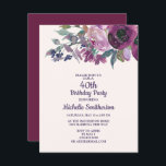 Convites Elegante Purple Watercolor aniversário de 40 anos<br><div class="desc">Lilac botânico bonito e convite de festas de aniversário de 40 anos floral de aquarela roxa.</div>
