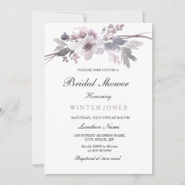 Convites Elegante Purple Winter Floral Chá de panela Invite