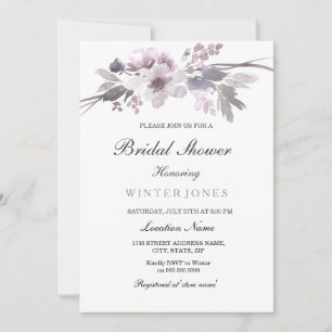 Convites Elegante Purple Winter Floral Chá de panela Invite