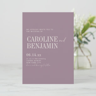 Convites Elegante Púrpura Poeirento Casamento Formal Serif