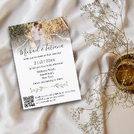 Convites elegante qr code mínimo rsvp foto casamento