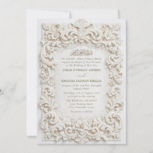 Convites Elegante Quadro Barroco Branco Clássico Casamento