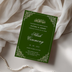 Convites Elegante Quadro Barroco Cerimônia de Nikah Esmeral