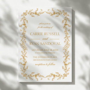 Convites Elegante Quadro de Casamento Floral Desenhado à Mã