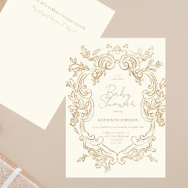 Convites Elegante Quadro de Cimeira Botânica Chique Baby Sh