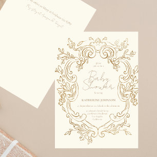 Convites Elegante Quadro de Cimeira Botânica Chique Baby Sh