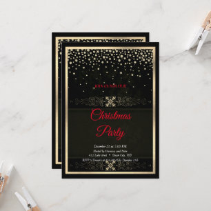 Convites Elegante Quadro de Diamantes Pretos de Natal