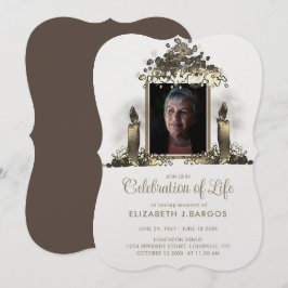 Convites Elegante Quadro de Velas Foto Celebração de Vida
