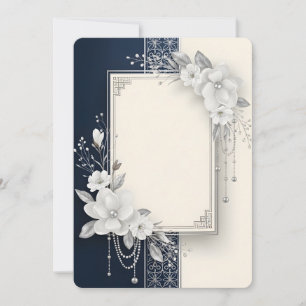 Convites Elegante Quadro Floral de Magnólia Branca com Péro