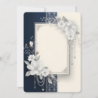Convites Elegante Quadro Floral de Magnólia Branca com Péro