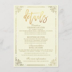 Convites Elegante Quadro Floral Dourado Detalhe de Direção 