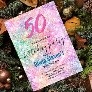 Convites Elegante qualquer brilho iridescente do arco-íris