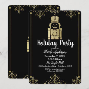 Convites Elegante quebra-nozes dourado e preto para festa d