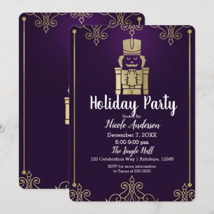 Convites Elegante Quebra-Nozes Dourado Roxo Festa de Fim de