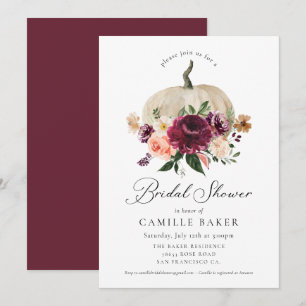Convites Elegante Queda Chá de panela Floral da Pumpkin Bur